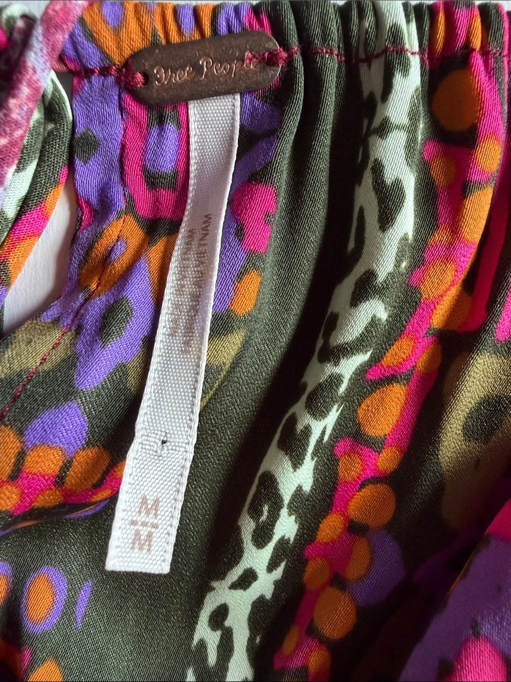 Free People Multicolor Patchwork Spaghetti Strap  - Burgundy Mix Size M